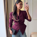 Lottie | Tailored Blazer – Deep V Neck Button Front Long Sleeve
