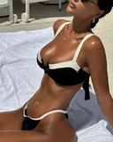 Luciana | Contrast Trim Bikini Set – Underwire Balconette Top High Cut Bottom Swimwear