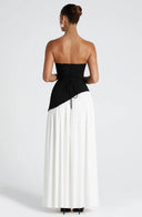 Lucinda | Maxi – Strapless Scarf Neck High Split Flowing Wedding Guest Dress