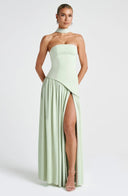 Lucinda | Maxi – Strapless Scarf Neck High Split Flowing Wedding Guest Dress