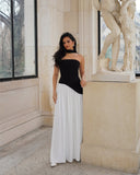 Lucinda | Maxi – Strapless Scarf Neck High Split Flowing Wedding Guest Dress