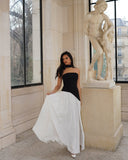 Lucinda | Maxi – Strapless Scarf Neck High Split Flowing Wedding Guest Dress