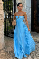 Luella | Halter Neck Pleated Maxi – Cut Out Summer Wedding Guest Dress