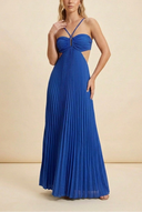 Luella | Halter Neck Pleated Maxi – Cut Out Summer Wedding Guest Dress