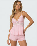 Luisa | Lace Trim Pajama Set – Sleepwear V Neck Spaghetti Strap Shorts