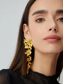 Luna | Gold Floral Cascade Drop Earrings – Long Botanical Statement Jewellery
