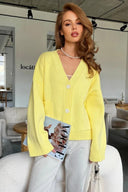 Lydia | Oversized Knit Cardigan – V Neck Button Front Patch Pockets