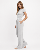 Lynda | Plain Pajama Set – Sleepwear Crew Neck Short Sleeve Drawstring Pants