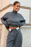 Macie | Turtleneck Knit Sweater – Casual Drop Shoulder Long Sleeve Ribbed Cuffs