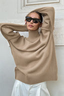 Macie | Turtleneck Knit Sweater – Casual Drop Shoulder Long Sleeve Ribbed Cuffs