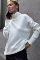 Macie | Turtleneck Knit Sweater – Casual Drop Shoulder Long Sleeve Ribbed Cuffs