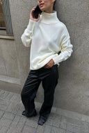 Macie | Turtleneck Knit Sweater – Casual Drop Shoulder Long Sleeve Ribbed Cuffs