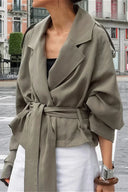 Macy | Belted Trench Jacket – Wide Lapel Long Sleeve