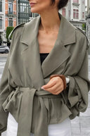 Macy | Belted Trench Jacket – Wide Lapel Long Sleeve