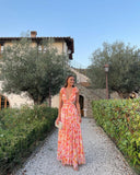 Maeve | Floral Maxi – Deep V Neck 3D Flower Ruffle Cut Out Wedding Guest Dress