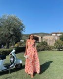 Maeve | Floral Maxi – Deep V Neck 3D Flower Ruffle Cut Out Wedding Guest Dress