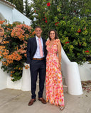 Maeve | Floral Maxi – Deep V Neck 3D Flower Ruffle Cut Out Wedding Guest Dress