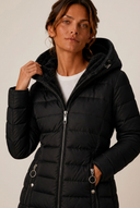 Shaina | Long Puffer Coat – Winter Hooded Zip Front Long Sleeve Pockets