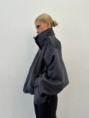 Maia | Oversized High Neck Jacket – Button Front Batwing Sleeve