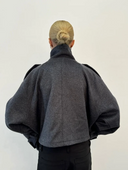 Maia | Oversized High Neck Jacket – Button Front Batwing Sleeve