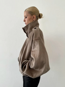 Maia | Oversized High Neck Jacket – Button Front Batwing Sleeve