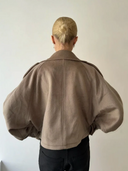 Maia | Oversized High Neck Jacket – Button Front Batwing Sleeve