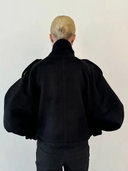 Maia | Oversized High Neck Jacket – Button Front Batwing Sleeve
