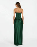 Mairead | Satin Maxi Dress – Evening Strapless Sweetheart Neck Draped Skirt