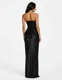 Mairead | Satin Maxi Dress – Evening Strapless Sweetheart Neck Draped Skirt
