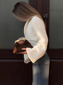 Maisie | Ribbed Knit Cardigan – Collared Hook Front Long Sleeve