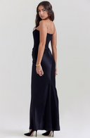 Maisy | Satin Maxi – Strapless Corset Draped Skirt Formal Wedding Guest Dress