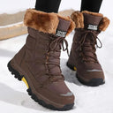 Malia | Mid Calf Winter Boots – Outdoor Lace Up Lug Sole Plush Cuff