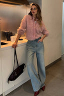 Mallorie | Cropped Fuzzy Cardigan – Everyday Crew Neck Button Front Long Sleeve