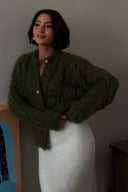 Mallorie | Cropped Fuzzy Cardigan – Everyday Crew Neck Button Front Long Sleeve