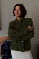 Mallorie | Cropped Fuzzy Cardigan – Everyday Crew Neck Button Front Long Sleeve