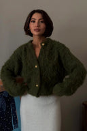 Mallorie | Cropped Fuzzy Cardigan – Everyday Crew Neck Button Front Long Sleeve