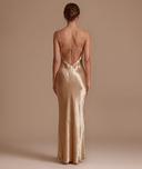 Marcianne | Satin Maxi Dress – Evening Cowl Neck Thin Straps Open Tie Back