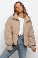 Marcy | Cropped Puffer Jacket – Winter Funnel Neck Zip Front Ribbed Cuffs
