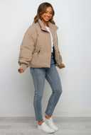 Marcy | Cropped Puffer Jacket – Winter Funnel Neck Zip Front Ribbed Cuffs