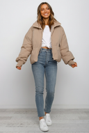 Marcy | Cropped Puffer Jacket – Winter Funnel Neck Zip Front Ribbed Cuffs