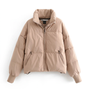 Marcy | Cropped Puffer Jacket – Winter Funnel Neck Zip Front Ribbed Cuffs