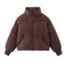 Marcy | Cropped Puffer Jacket – Winter Funnel Neck Zip Front Ribbed Cuffs