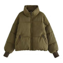 Marcy | Cropped Puffer Jacket – Winter Funnel Neck Zip Front Ribbed Cuffs