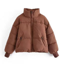 Marcy | Cropped Puffer Jacket – Winter Funnel Neck Zip Front Ribbed Cuffs