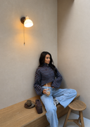 Maren | Striped Cropped Cardigan – High Neck Zip Front Long Sleeve Daily Wear