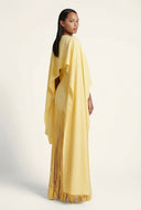 Mariah | Cape Fringe Maxi Dress – Round Neck Sleeveless Evening Gown