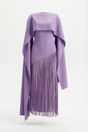 Mariah | Cape Fringe Maxi Dress – Round Neck Sleeveless Evening Gown