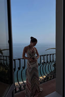 Marie | Crochet Maxi – V-Neck Spaghetti Strap Chevron Open Back Summer Dress