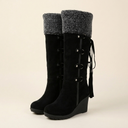 Marielle | Mid Calf Winter Boots – Casual Wedge Heel Buckle Strap Plush Cuff