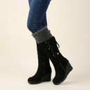 Marielle | Mid Calf Winter Boots – Casual Wedge Heel Buckle Strap Plush Cuff